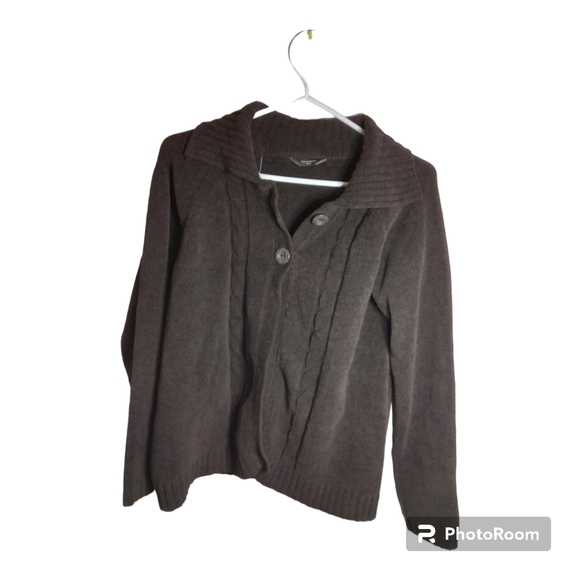 DENVERHAYES WOMENS MEDIUM BROWN BUTTON DOWN SWEATER CARDIGAN - Picture 1 of 3